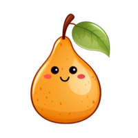 Kawaii pear funny vegetables cartoon character Ai Generative png