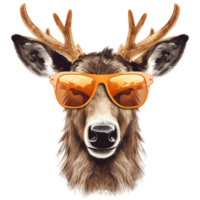 A deer with sunglasses and a hat on it Ai Generative png