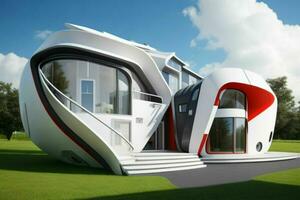 House in trendy futurism style. Generative Ai Pro Photo