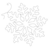 Continuous one line drawing snowflake. Abstract crystal snow by one line. Simple modern symbol for Winter holidays, merry Christmas and happy new year decoration. Fashionable trend vector