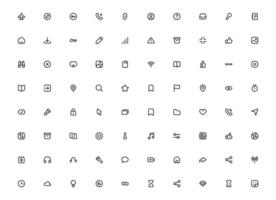 user interface vector line icons set