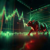 AI Generated stock bull market design concept background. photo