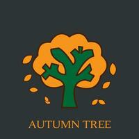 Autumn Tree icon on black color background vector