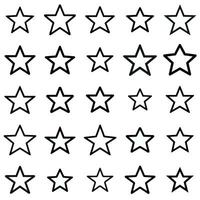 minimalista estrella icono conjunto negro contorno vector