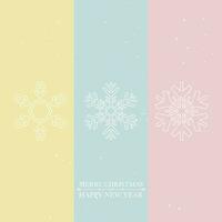 Merry Christmas and Happy New Year with various snowflake minimal style greeting card template have blank space on pastel background. vector