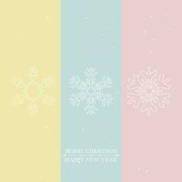 Merry Christmas and Happy New Year with various snowflake minimal style greeting card template have blank space on pastel background. vector