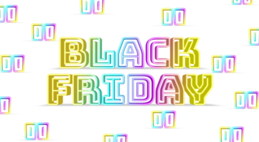 Simple BlackFriday typography design with colorful neon light png