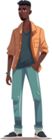 Standing man cartoon avatar character wearing casual clothes, full body, AI generative png