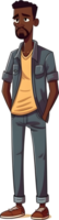 Standing male cartoon avatar character wearing casual clothes, full body, AI generative png