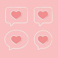 Set of heart message icons vector