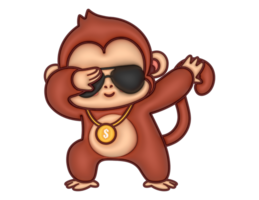 cool monkey 3D design on a transparent background png