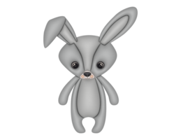 3D cartoon rabbit design on a transparent background png