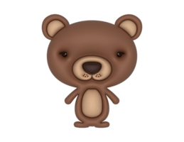 3D cute teddy bear design on a transparent background png