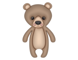 3D cartoon bear design on a transparent background png