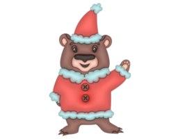 Cute Santa Claus teddy bear 3D design on a transparent background png