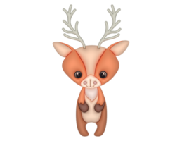 3D cute deer design on a transparent background png