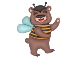 söt honung bi teddy Björn 3d design på en transparent bakgrund png