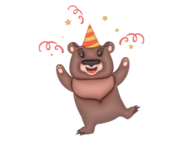 aniversário celebração fofa Urso de pelúcia Urso 3d Projeto em uma transparente fundo png