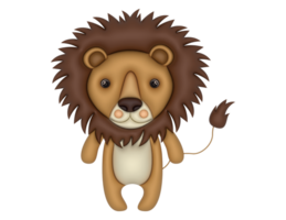 3D lion cartoon design on a transparent background png