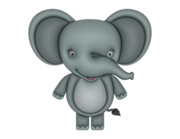 3D cartoon elephant design on a transparent background png