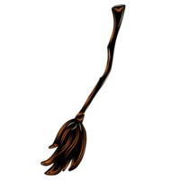 Witch's broom black.  Illustration for Halloween png
