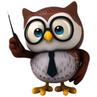 A Cute Little Owl smart teacher AI generative png