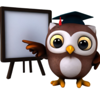 A Cute Little Owl smart teacher AI generative png