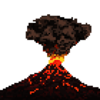 volcanic mountain eruption pixel illustration png