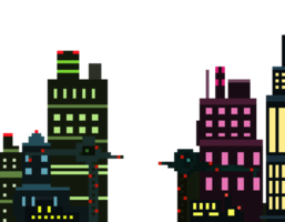 bright cityscape at night pixel illustration png