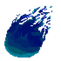 blå flammande brand boll pixel illustration png