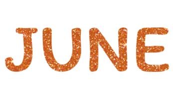 Orange funkeln Juni Briefe Symbol. Juni unterzeichnen. Design zum dekorieren, Hintergrund, Hintergrund, Illustration. png