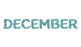 Blue glitter DECEMBER Letters Icon. December sign. Design for decorating, background, wallpaper, illustration. png