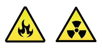 dos amarillo señales de inflamabilidad y radioactivo sustancia vector