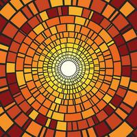 Abstract mosaic orange background with concentric circles. Warm orange mosaic background vector