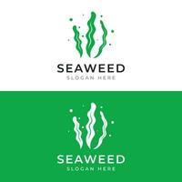 Natural seaweed and coral reef logo design template vector illustration.