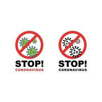 Coronavirus Icon with Red Prohibit Sign. Coronavirus Bacteria. No Infection and Stop Coronavirus Concepts. vector