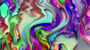 Abstract Liquid Wavy Background, Multicolor Holographic Animation, Generative AI video