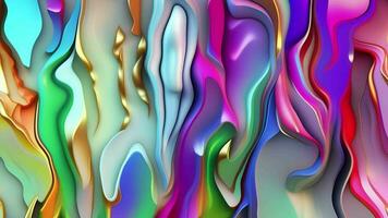 astratto liquido ondulato sfondo, multicolore olografico animazione, generativo ai video