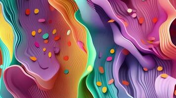 abstrakt flytande vågig bakgrund, Flerfärgad holografiska animation, generativ ai video