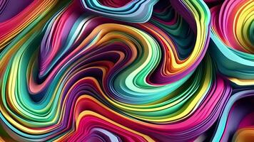 Abstract Liquid Wavy Background, Multicolor Holographic Animation, Generative AI video