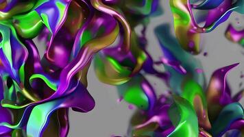 Abstract Liquid Wavy Background, Multicolor Holographic Animation, Generative AI video