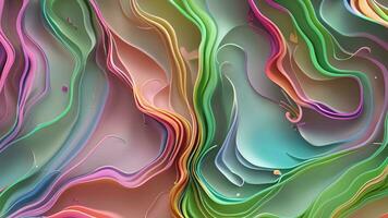 Abstract Liquid Wavy Background, Multicolor Holographic Animation, Generative AI video