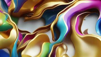 Abstract Liquid Wavy Background, Multicolor Holographic Animation, Generative AI video