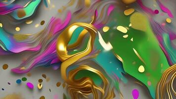 Abstract Liquid Wavy Background, Multicolor Holographic Animation, Generative AI video