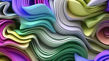 Abstract Liquid Wavy Background, Multicolor Holographic Animation, Generative AI video