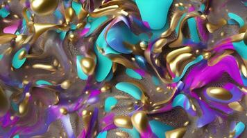 Abstract Liquid Wavy Background, Multicolor Holographic Animation, Generative AI video