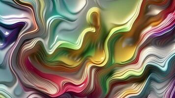 Abstract Liquid Wavy Background, Multicolor Holographic Animation, Generative AI video