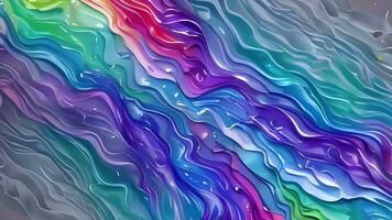 Abstract Liquid Wavy Background, Multicolor Holographic Animation, Generative AI video