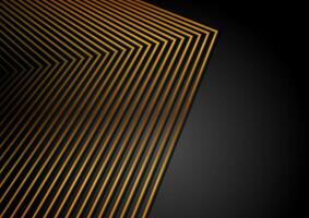 Black and golden abstract geometric tech background vector