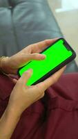 grön skärm telefon, använder sig av mobil telefon video